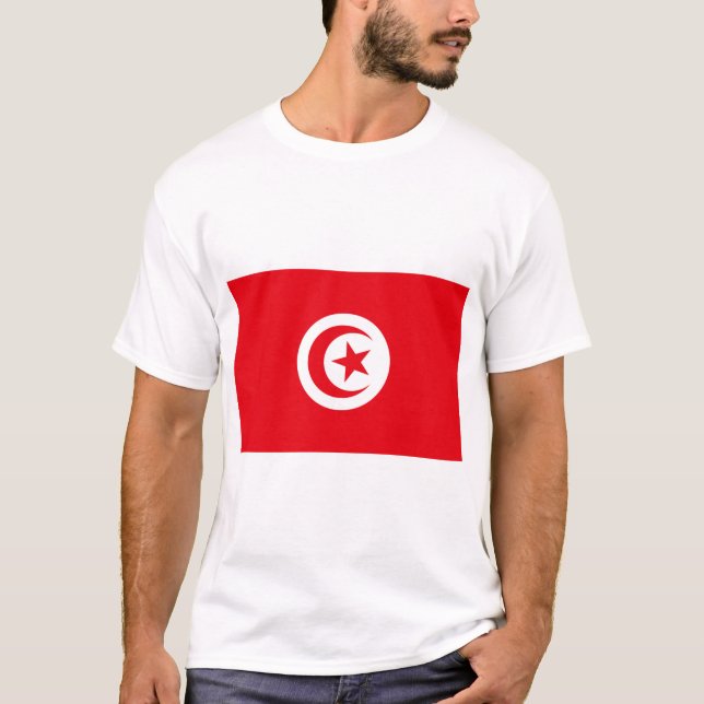 Tunisien Flagga T Shirt (Framsida)