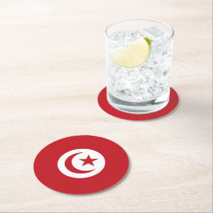 Tunisien flagga underlägg papper rund