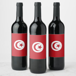 Tunisien flagga vinflaska etikett