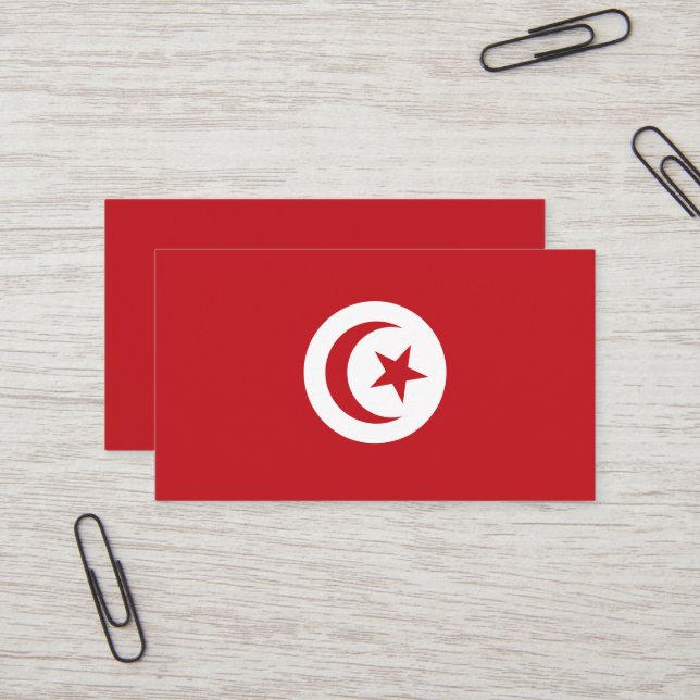 Tunisien flagga visitkort (Fram/Back In Situ)