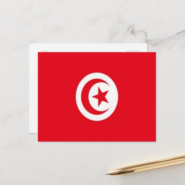 Tunisien - Flagga - Vykort (Fram/Back In Situ)