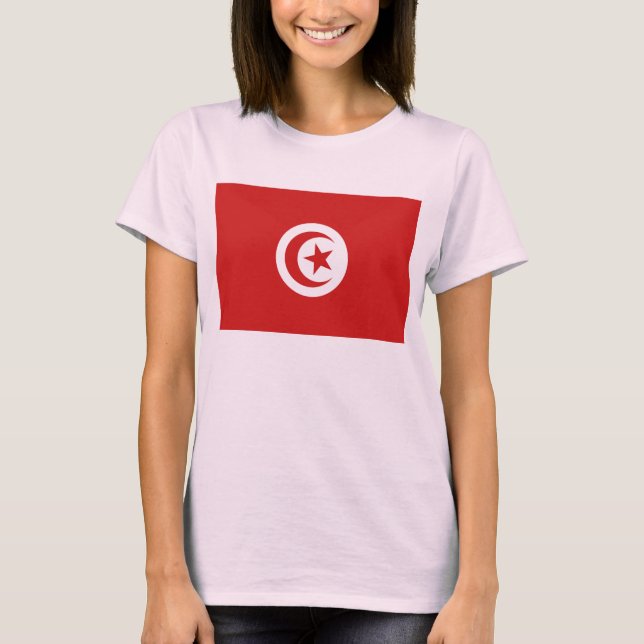 Tunisien Flagga x Karta T-Shirt (Framsida)