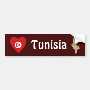 Tunisien flaggahjärta + Kartabildekal Bildekal