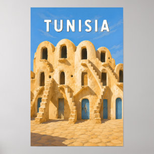 Tunisien Illustration Resa Konst Vintage Poster