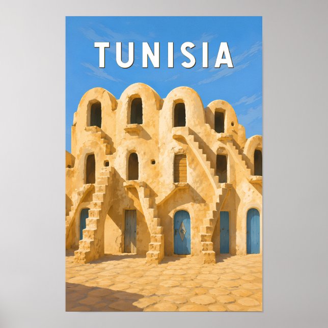 Tunisien Illustration Resa Konst Vintage Poster (Framsidan)
