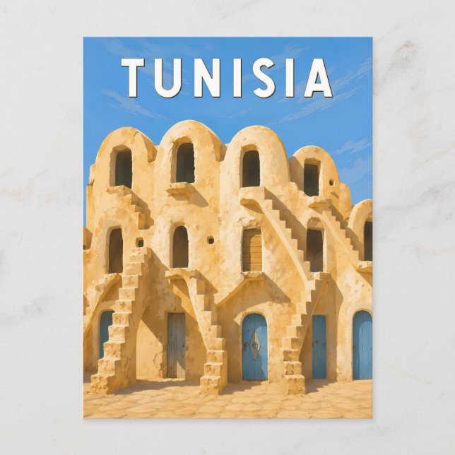 Tunisien Illustration Resa Konst Vintage Vykort (Framsida)