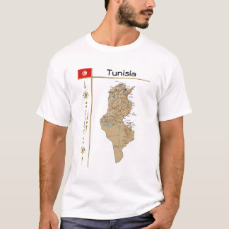Tunisien Karta + Flagga + avdelning T-skirt T-shirt