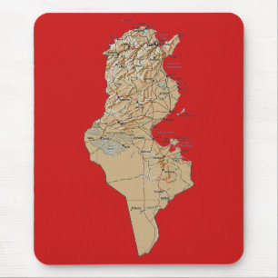 Tunisien karta Mousepad Musmatta