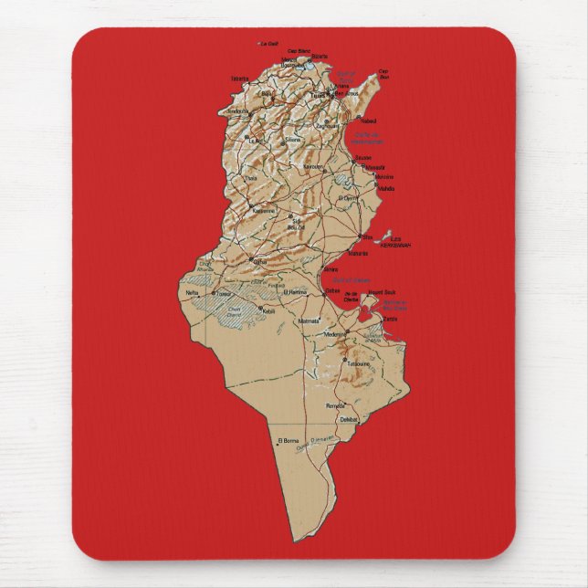 Tunisien karta Mousepad Musmatta (Framsidan)