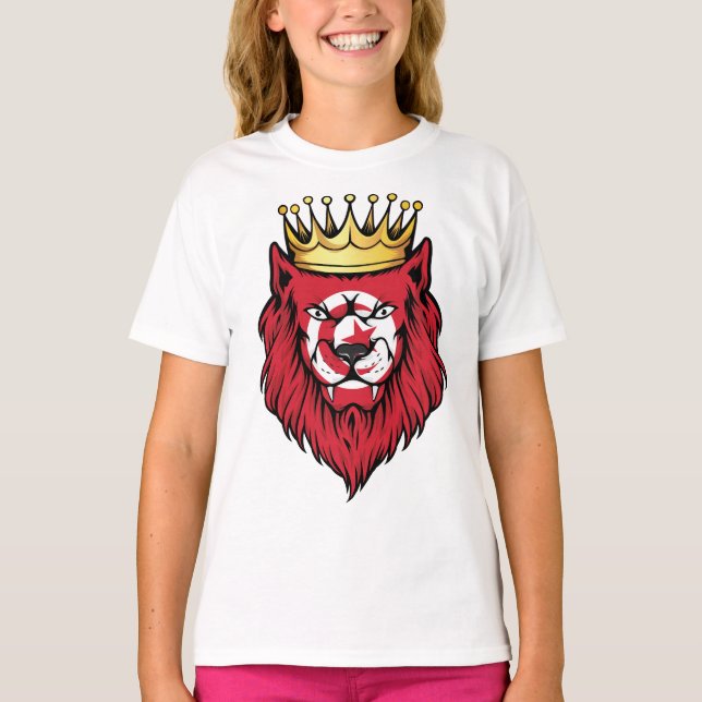 Tunisien Lejona Kung Flagga T Shirt (Framsida)