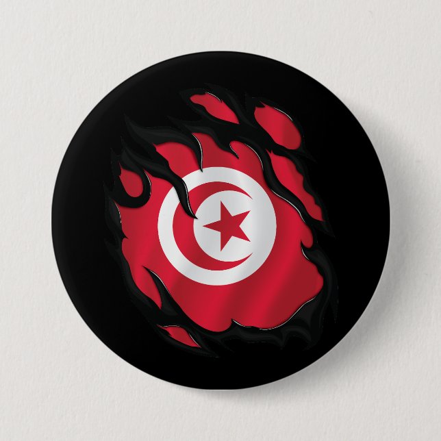 Tunisien Ripping Flagga Knapp (Framsida)