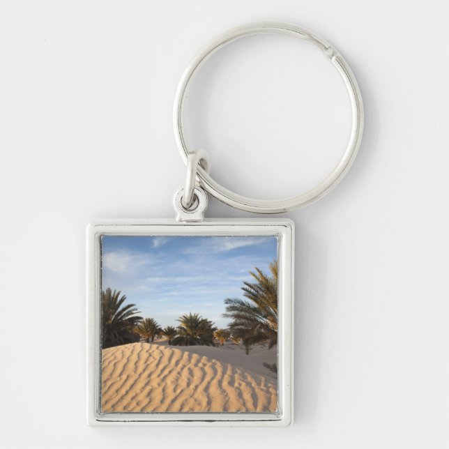 Tunisien, Sahara Desert, Douz, Underbarare Dune, h Fyrkantig Silverfärgad Nyckelring (Framsidan)