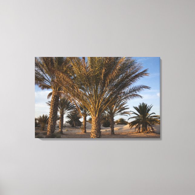 Tunisien, Sahara-öknen, Douz, Stora dynen, palm Canvastryck (Framsida)