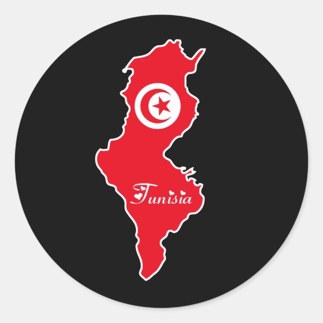 Tunisien Sticker Runt Klistermärke (Framsida)