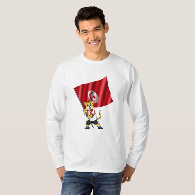 Tunisien supporter katt T-shirt (Hel framsida)