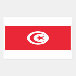 Tunisien/tunisisk flagga rektangulärt klistermärke