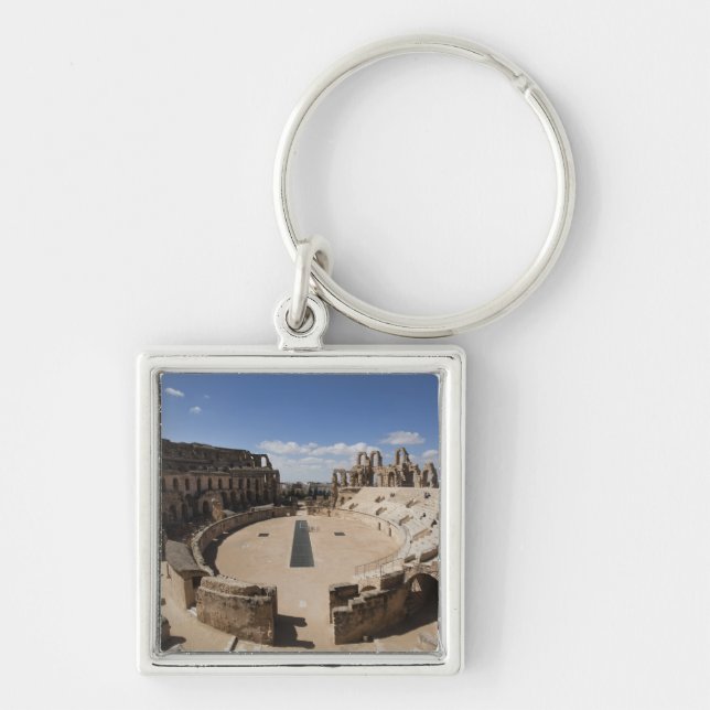 Tunisien, tunisiska centrala kusten, El Jem, Romer Fyrkantig Silverfärgad Nyckelring (Framsidan)