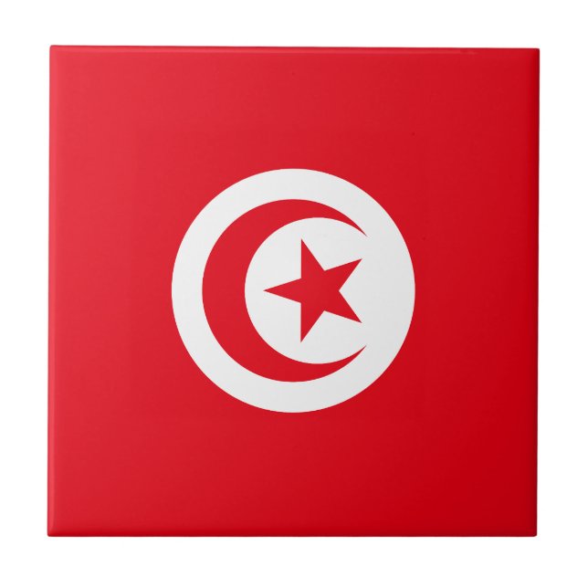 Tunisiens flagga kakelplatta (Framsidan)