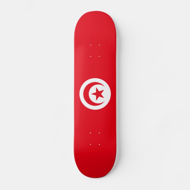Tunisiens flagga mini skateboard bräda 18,5 cm (Framsida)