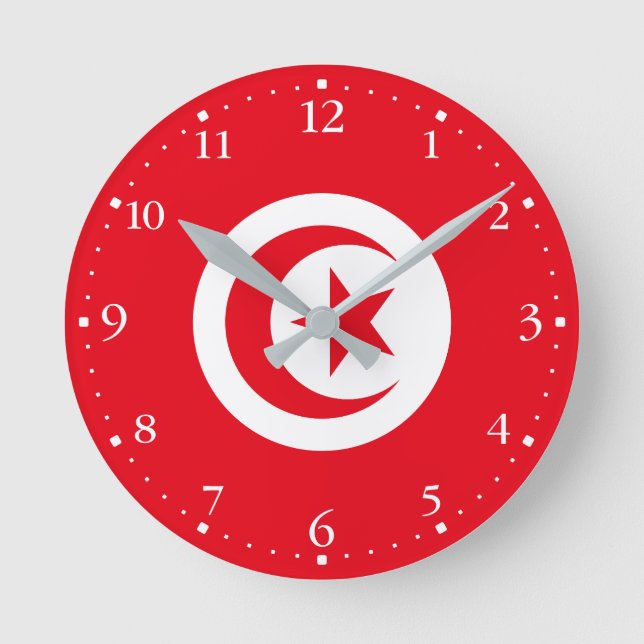 Tunisiens flagga rund klocka (Framsida)