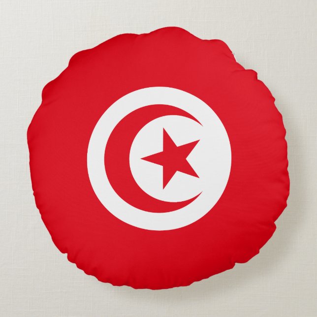 Tunisiens flagga rund kudde (Baksidan)