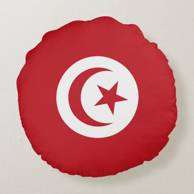 Tunisiens flagga rund kudde (Baksidan)
