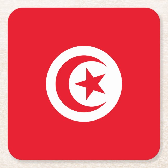 Tunisiens flagga underlägg papper kvadrat (Framsidan)