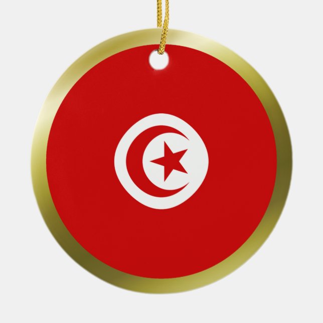 Tunisiens flaggprydnad julgransprydnad keramik (Framsidan)