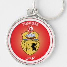 Tunisiens kulturarvssymbol rund silverfärgad nyckelring