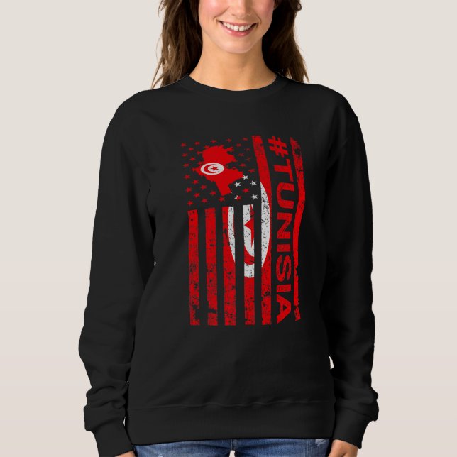 Tunisisk amerikansk Flagga Tunisien Förenta stater T Shirt (Framsida)