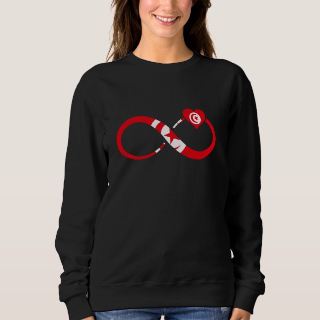 Tunisisk Flagga Infinity Heart Tunisisk rötter Tun T Shirt (Framsida)