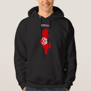 Tunisisk Flagga Inuti Karta i Tunisien Hoodie