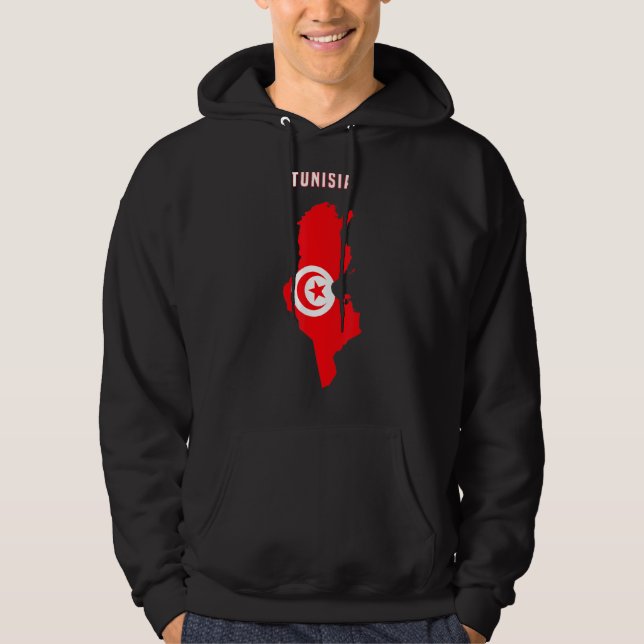Tunisisk Flagga Inuti Karta i Tunisien Hoodie (Framsida)
