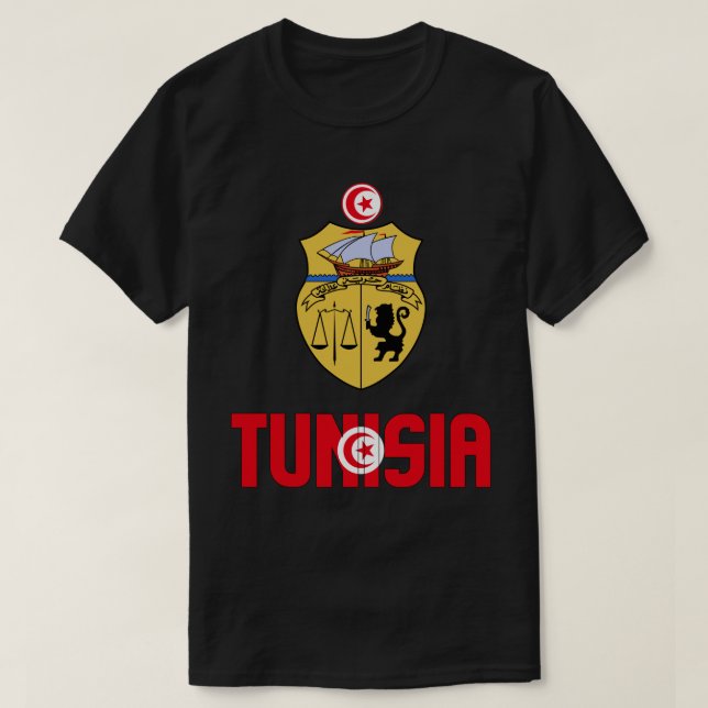 Tunisisk Flagga och Jacka av Arm Patriotic T Shirt (Design framsida)