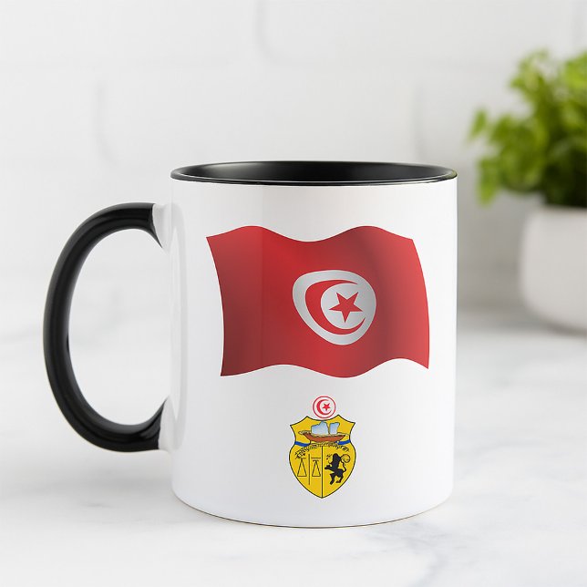 Tunisisk Flagga och Jacka i Arm Patriotic Tunisien Mugg (Skapare uppladdad)