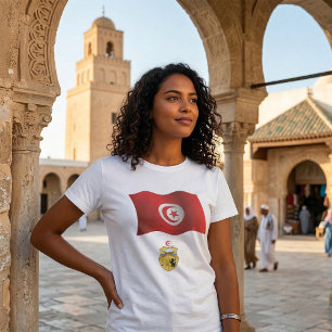 Tunisisk Flagga och Jacka i Arm Patriotic Tunisien T Shirt