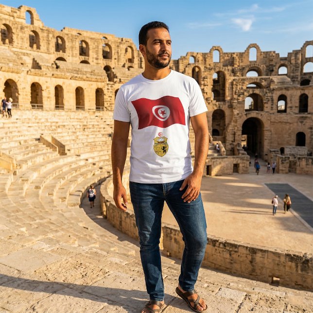 Tunisisk Flagga och Jacka i Arm Patriotic Tunisien T Shirt (Skapare uppladdad)