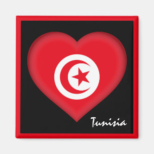 Tunisisk flagga och tunisiskt hjärta, Afrika helgd Magnet