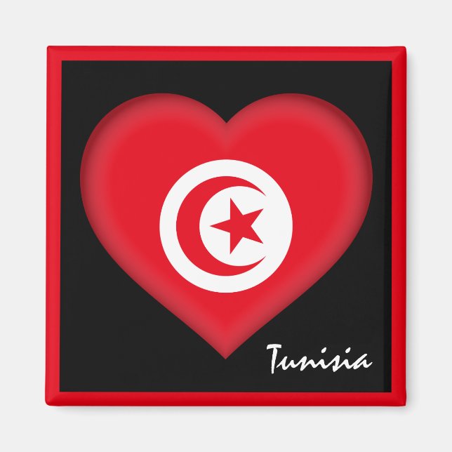 Tunisisk flagga och tunisiskt hjärta, Afrika helgd Magnet (Framsidan)