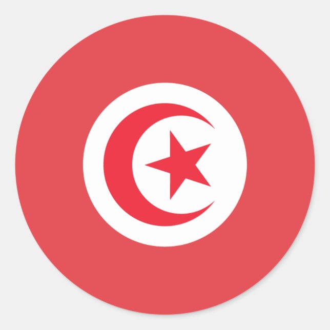 Tunisisk Flagga Runt Klistermärke (Framsida)
