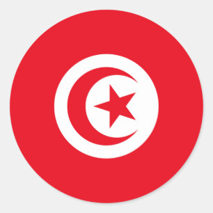 Tunisisk Flagga Sticker Runt Klistermärke