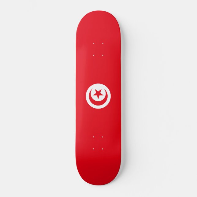Tunisisk Flagga (Tunisien) (islamisk halvmåne) Mini Skateboard Bräda 18,5 Cm (Framsida)