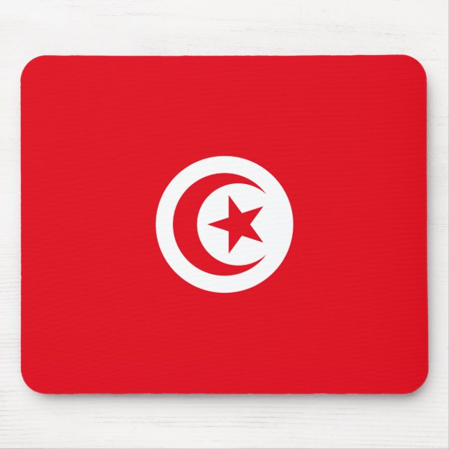 Tunisisk Flagga (Tunisien) (islamisk halvmåne) Musmatta (Framsidan)