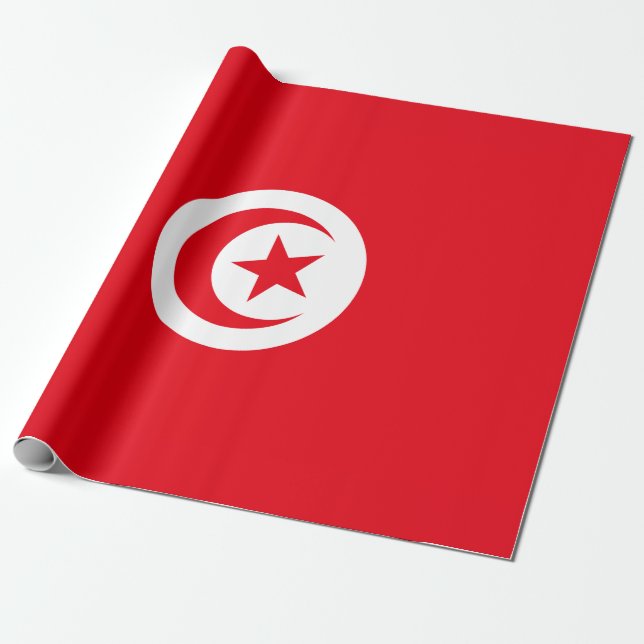 Tunisisk Flagga (Tunisien) (islamisk halvmåne) Presentpapper (Utrullad)