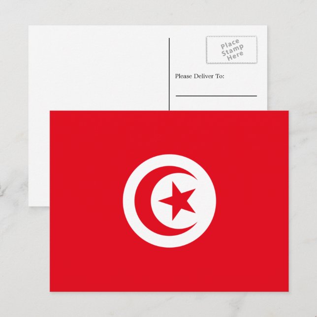 Tunisisk flagga, Tunisiens flagga Vykort (Fram/baksida)