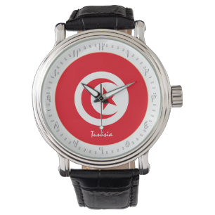 Tunisisk Flagga & Tunisisk mode, arabiska nr/desig Armbandsur