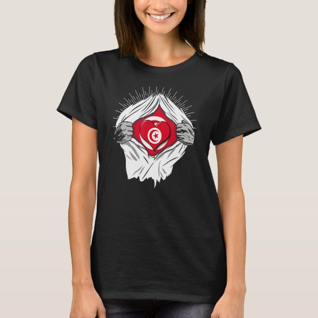 Tunisisk hemvist i flaggor t shirt (Framsida)
