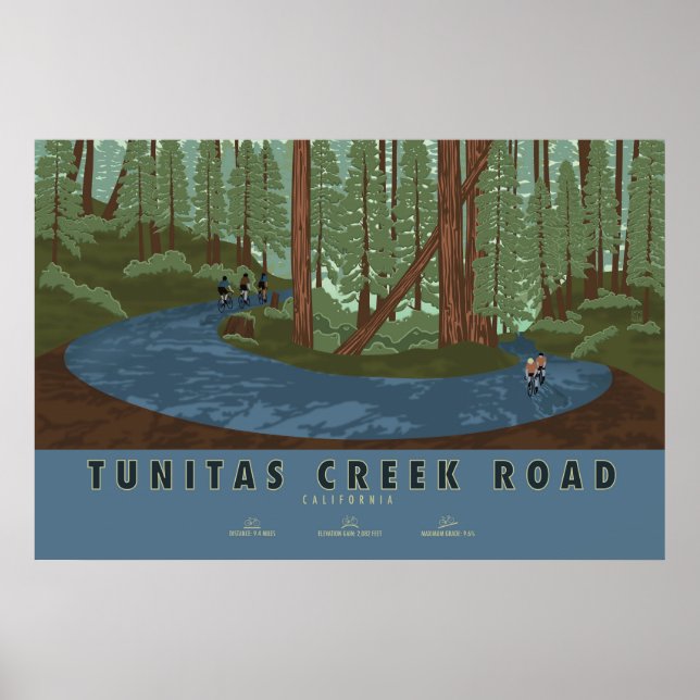 Tunitas Creek Road Cykel Affisch (Framsidan)