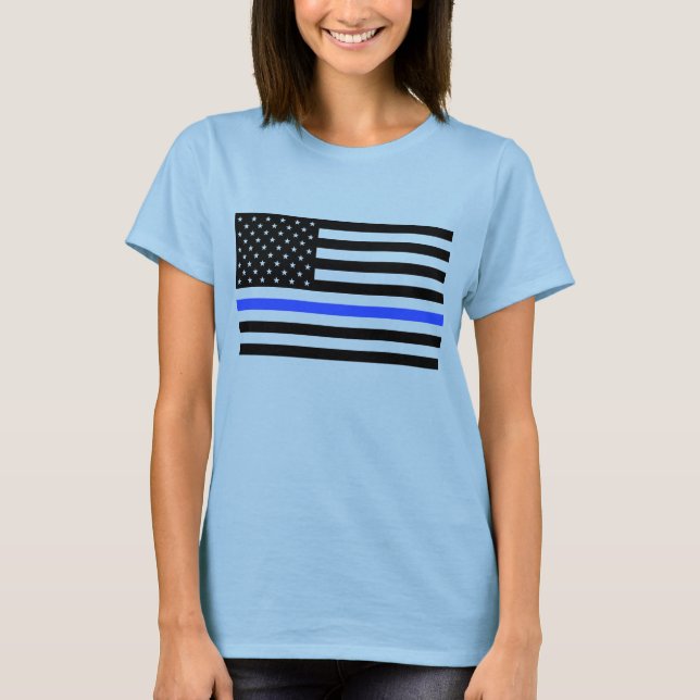 Tunn blå Flagga för kvinnors skjorta T-shirt (Framsida)