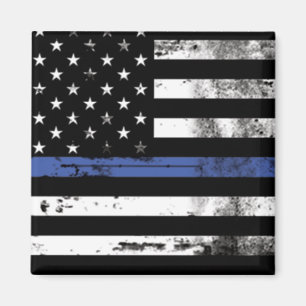 Tunn blå Flagga Grunge Police Magnet